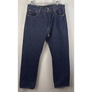 Levis 501 Jeans Mens 36x32 Dark Indigo Straight Leg Button Fly Original WPL-423